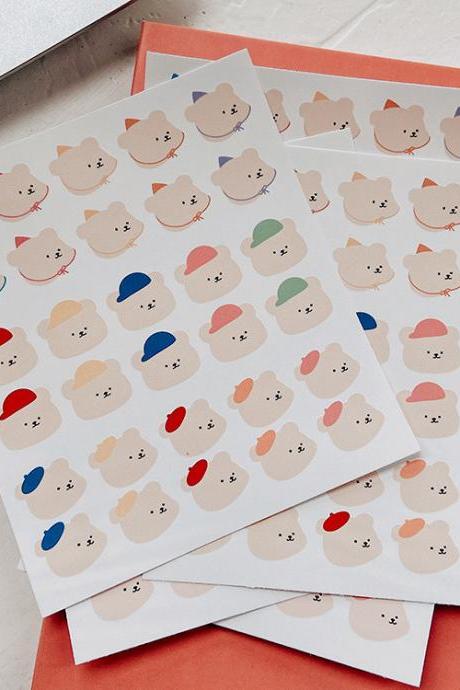 Cartoon Hat Bear Cute Sticker Waterproof Sealing Paster Hand Account Diy Decorative Stickers