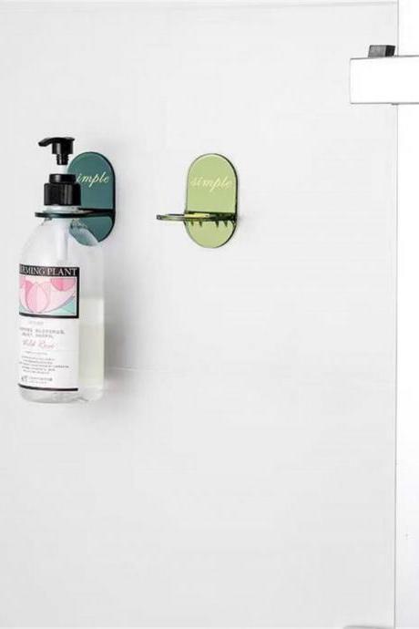 2pcs Bathroom Wall Rack Shower Gel Bracket Wall-mounted Self Adhesive Shampoo Storage Holder 