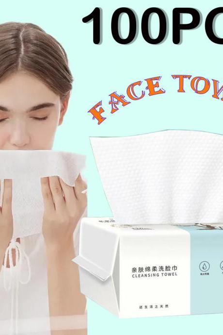 100pcs Pearl Pattern Disposable Face Towel 100%cotton Tissue Soft Facial Cleansing Reusable Wet And Dry Makeup Non Woven Towel