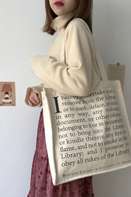 Women Canvas Shoulder Bag Bodleian Library Oxford College Students&amp;amp;#039; Books Bag Cotton Cloth Shopping Bags