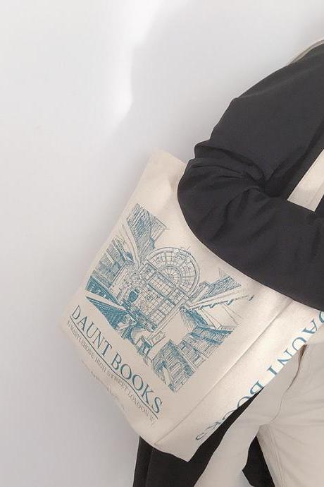 Women Canvas Shoulder Bag London Daunt Books Daily Shopping Bags