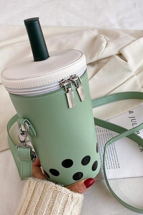Fashion Milk Tea Cup Shaped Bags Small Bucket Bag Shoulder Bag