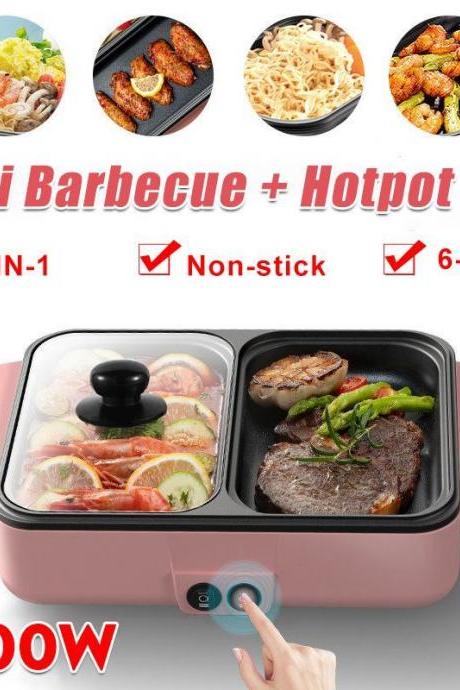 Electric Pot Cooker Bbq Grill 2 In 1 Multifunctional Electric Bbq Grill Non Stick Plate Barbecue Pan Pot