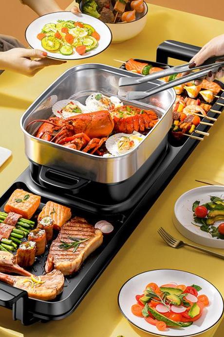 2in 1multi-function Electric Grill Frying Pan, Non-stick Grill Plates With Temperature Control