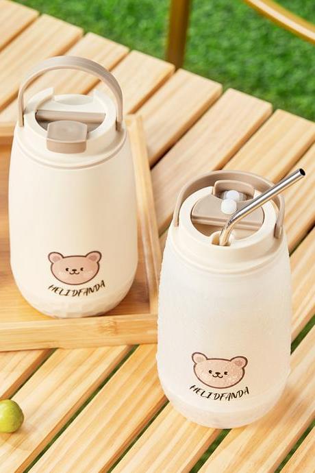 Children&amp;#039;s Water Cup Large-capacity Plastic Cup Men And Women Summer Leak-proof Anti-fall Cute Kettle Student Portable