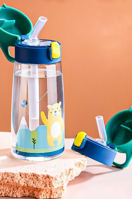 Children's Straw Cups Leakproof Cartoon Water Kettle For School Sports Portable
