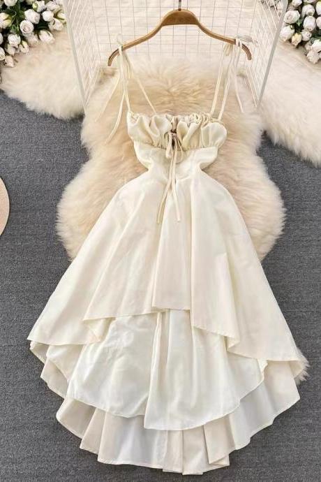 Seaside Holiday Dress,spaghetti Strap Dress, Fairy A-line Dress, Cute Apricot Dress