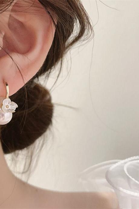 Shell Flower Pearl Earrings For Women