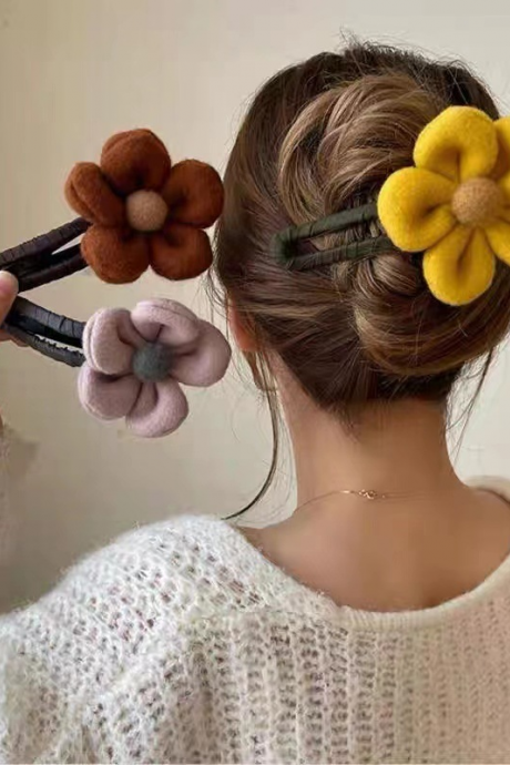 Autumn Duckbill Large Flower Hairpin For Women Girl Fashion Hairgrips Elegant Ponytail Clip