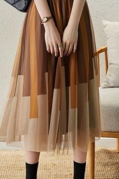 New tulle skirt, elastic waist skirt, printed piano key skirt