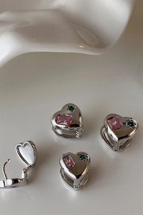 Trendy Design Zircon Star Loving Heart Clip Earrings