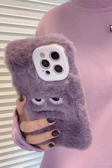 Korean Cute Funny Fur Fluffy Phone Case For Iphone 14 13 12 11 Pro Max Mini X Xs Xr 7 8 Plus Se