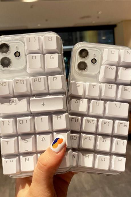 Cute 3d Keyboard Clear Phone Case For Iphone 11 12 13 Pro Max 7plus 8plus 6splus Se 2020 Xr X Xs Max 10 Epoxy Silicone Cover