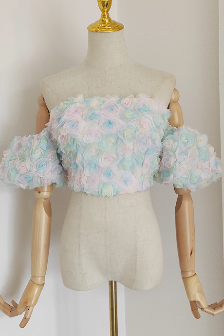Floral Crop Top, Chic Off The Shoulder Top,custom Made