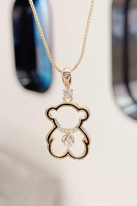 Cute Simple Hollow Tiny Bear Necklace For Women Plated 3 Layers 14k Plated Gold High Quality Pendant Jewelry
