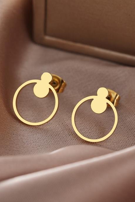 Trend Circular Geometry Korean Fashion Charms Stud Earrings For Women Jewelry