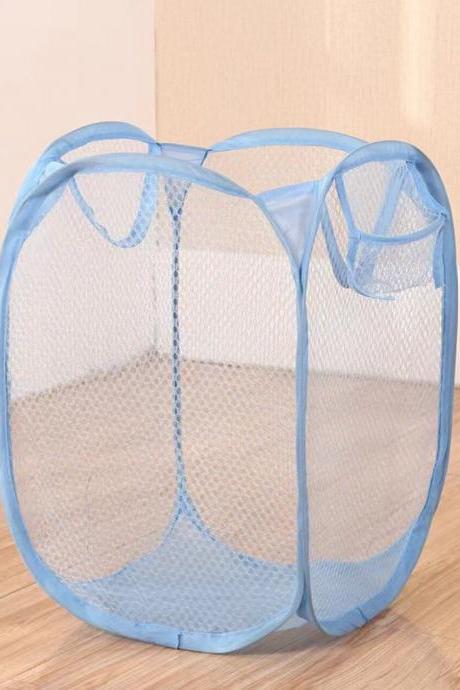 Mesh Pop Up Square Laundry Basket Storage Toy Organizer Bag Collapsible Clothes Baskets For Dorm