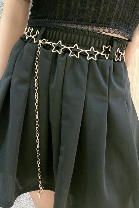 Star Metal Short Skirt Waist Chain Women&amp;#039;s Versatile Dress Fashion Style Personality Chain Belt