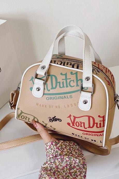 Women Y2k Luxury Designer Handbag Shopping Crossbody Graffiti Purses Pu Leather Shoulder Bag