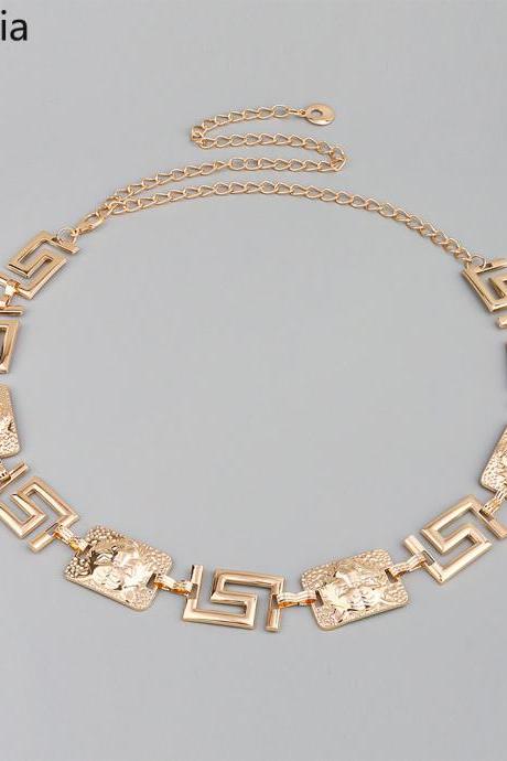 Gold / Silver Hundred Match Decorative Metal Belt Fashion Simple Designer Woman Chain Belt