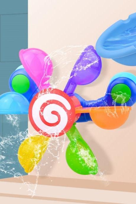 Colorful Waterwheel Bathing Sucker Baby Bath Toys Bathtub Water Spray Play Set Shower Sprinkler Toy
