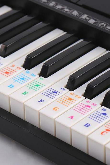 61key Color Piano Letter Notes Transparent Piano Keyboard Stickers Hand Roll Detachable Electronic Piano Spectrum Sticker Symbol