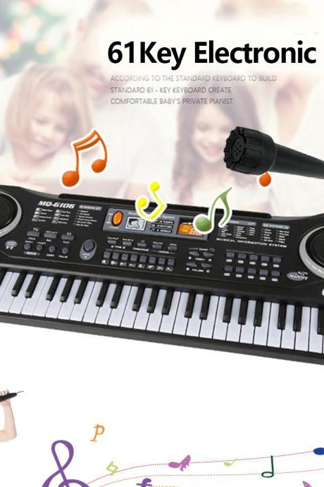Kids Electronic Piano Keyboard Portable 61 Keys Organ With Microphone Education Toys Musical Instrument