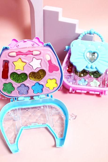 Children Diy Portable Makeup Toy Box Play House Simulation Princess Cosmetics Girl Lipstick Eye Shadow Blush Set
