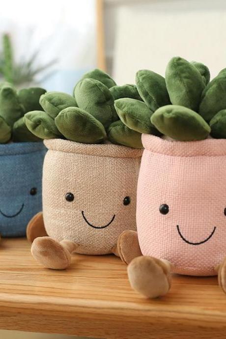 Tulip Succulent Plants Plush Stuffed Toys Soft Home Decor Doll Creative Potted Flowers Pillow For Kids