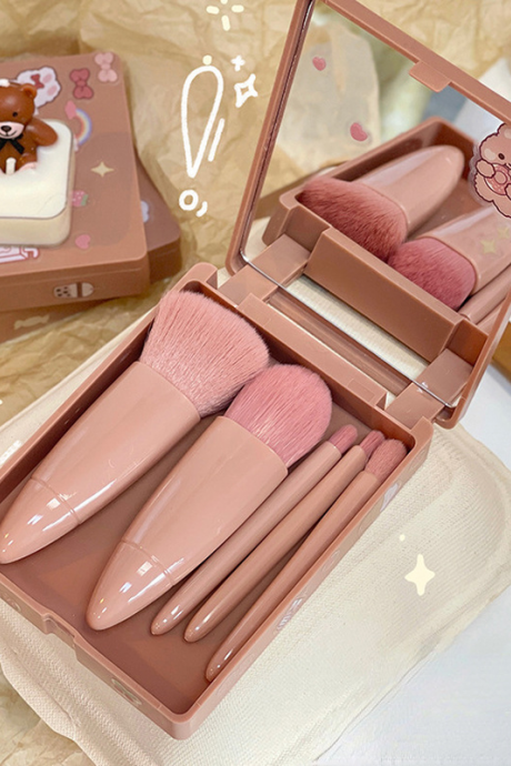 Mini Cute Makeup Brush Set With Box Foundation Powder Eyeshadow Lip Pink Face Make Up Brushes Professional Beauty Tool For Women