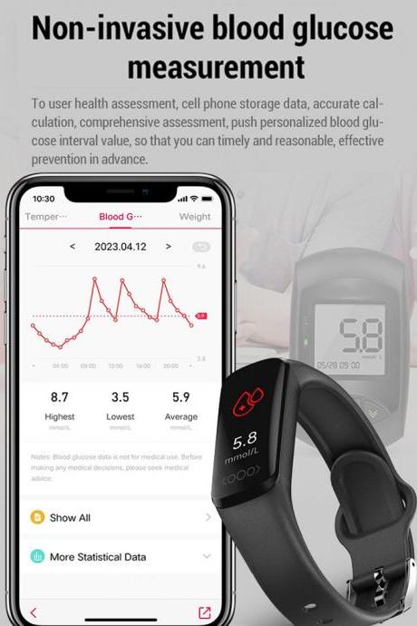 Blood Sugar Smart Watch Men Ecg+ppg Heart Rate Blood Pressure Sport Fitness Bracelet Smartwatch Women Glucometer Watch