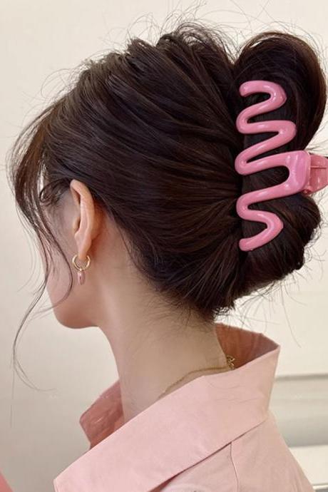 Fashion Solid Color Shark Clip Wave Cross Hair Claw Korean Elegant Geometric Grip Clip Acrylic Ponytail Clip Hair Accessories
