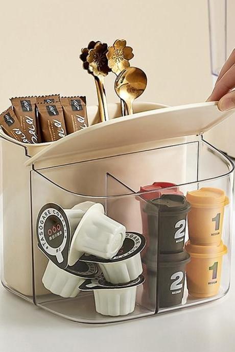 Wall Mounted Capsule Coffee Storage Box Tea Bag Coffee Pods Organizer Coffee Pod Tea Spoon Holder