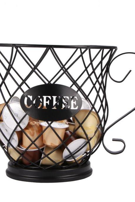 Coffee Capsule Universal Storage Basket Coffee Cup Basket Vintage Coffee Pod Organizer Holder Black For Home Cafe Hotel
