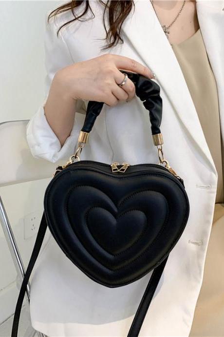 Fashion Love Heart Shape Shoulder Bag Small Handbags Designer Crossbody Bags For Women Solid Pu Leather Top Handle Bag
