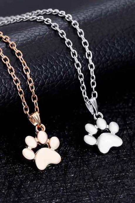 Heart Necklaces &amp;amp; Pendants Jewelry For Women Long Chain Sweater Necklace Fashion Cute Pets Dogs Footprints Paw Pendant Necklace