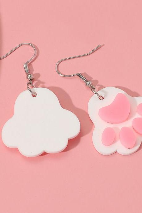 Fashionable Cute,sweet,and Funny Girl&amp;amp;amp;#039;s Heart Cute Barbie Pink Korean Edition Cartooncat Claw Acrylic Jewelry Earrings For