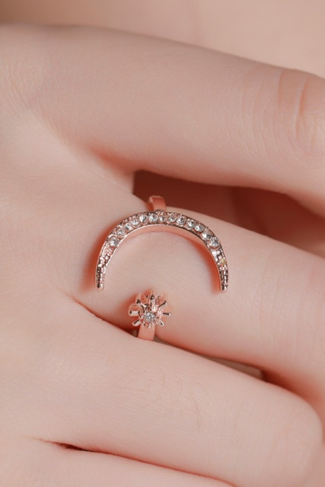 Fashion Star Moon Ring Vintage Punk Style Adjustable Ring For Women Party Charm Friendship Ring Jewelry