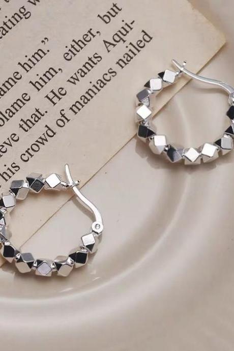 925 Sterling Silver Hoop Earrings Simple Temperament Exquisite Semale Sexy Jewelry Gift