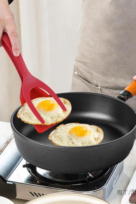 2 In 1 Nylon Grip Flip Pancake Egg Clamp Grip Omelette Spatula Tongs Clamp Pancake Fried Turners Kitchen Accessories