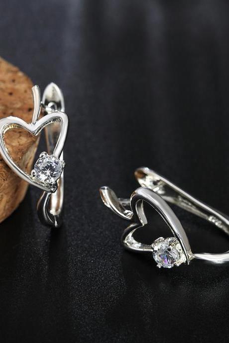 925 Sterling Silver Zircon Heart Hoop Earrings For Women Wedding Luxury Fashion Jewelry Gift Female Christmas Gaabou Jewellery