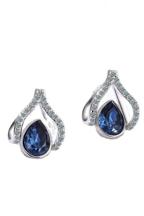 925 Sterling Silver Blue Sapphire Stud Earring