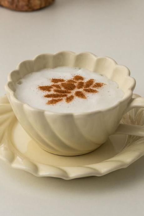 200ml Korean Style Wind Cup Dish Ceramic Mug Set High Beauty Early Spring Afternoon Tea Breakfast Coffee Cup Milk Cup