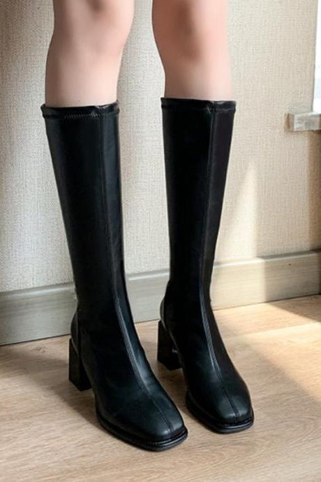 Autumn Winter Fashion Thigh High Boots For Women With Thick Heels
