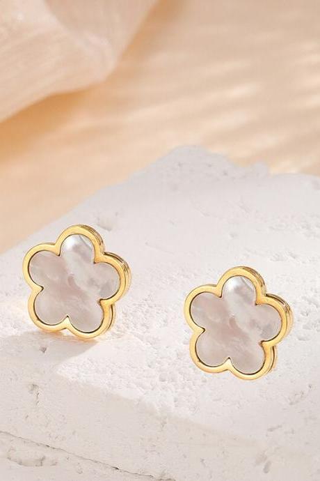 Trendy Exquisite Flower Stud Earrings For Women Classic Korean Gold-color Geometric Crystal Earrings Fashion Jewelry Gifts