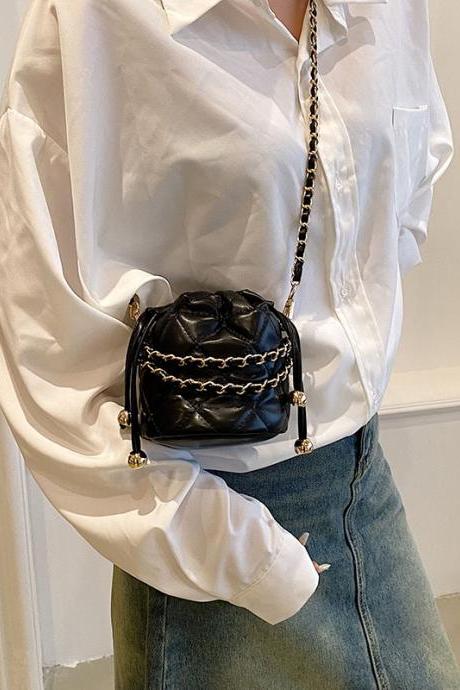 Fashion Mini Bucket Crossbody Bags for Women Luxury Designer Shoulder Messenger Bags Female Chains Purses and Handbags Ladies
