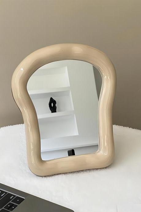 Cute Bread Mirror Nordic Korean Style Ceramic Desk Mirror Makeup Mirror Home Desktop Mirrors For Bedroom Living Room Decoration
