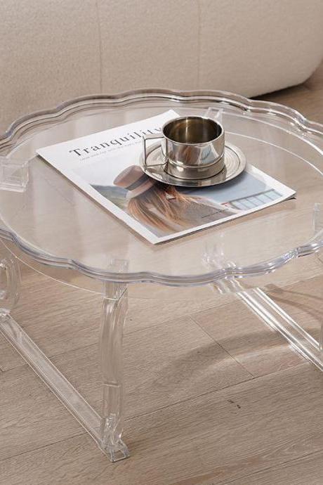 1pc Nordic Style Simplicity Coffee Table Home Acrylic Transparent Small Round Table Living Room Balcony Decorative Tea Table