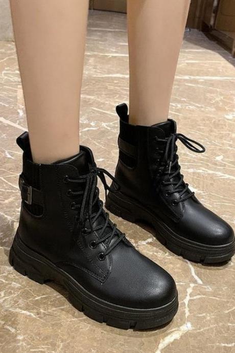 Autumn Winter Chelsea Boots Women Platform Black Beige Ankle Boots For Women Fur Short Chunky Punk Gothic Shoes