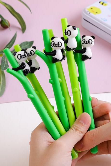 36 Pcs Wholesale Panda Holding Bamboo Gel Pen Plant Creative Pens Korean Stationery Office Supplies Wholesale Stationery Store